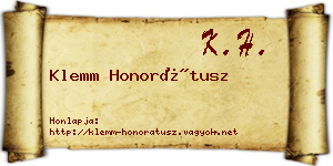 Klemm Honorátusz névjegykártya